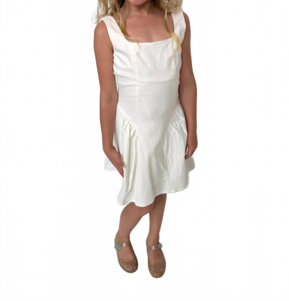 NEW KATIE J NYC brenna solid day dress in white linen